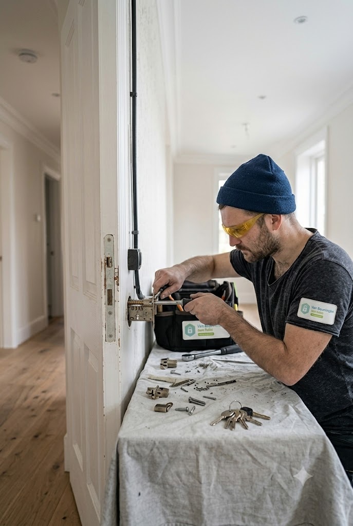 Slotenmaker Hoogkarspel: monteur aan het werk aan een deurslot